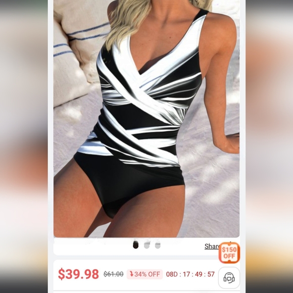 Modlily NWOT and Never Worn, Women's Black and White One-Piece Swimsuit - Picture 1 of 7
